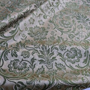 PXL_20240227_232945600 In Name of Rose Medallion Acanthus Renaissance Silk Damask Jacquard Pale Green & Gold MSRP USD 200+/Y
