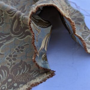 PXL_20240227_233433537 In Name of Rose Medallion Acanthus Renaissance Silk Damask Jacquard Blue & Gold MSRP USD 200+/Y