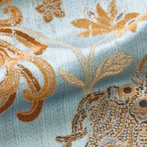 by yard Scalamandre Dragon Tableau, Copper Sky Lampas Chinoserie Blue MSRP USD 716/y