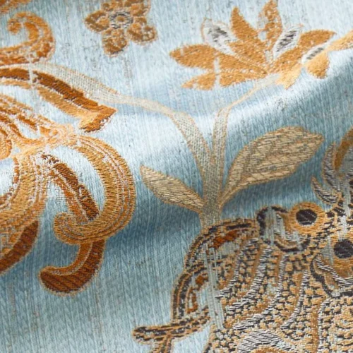 download (6) Additional payment Special Order Scalamandre Dragon Tableau, Copper Sky Lampas Chinoserie Blue