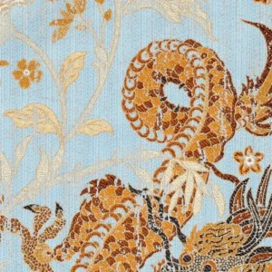 by yard Scalamandre Dragon Tableau, Copper Sky Lampas Chinoserie Blue MSRP USD 716/y