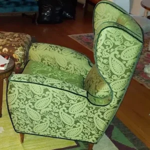 italian chairs covered with angelique fabric B Scalamandre Angelique Paisley Silk Damask ivory Cream MSRP USD298/y
