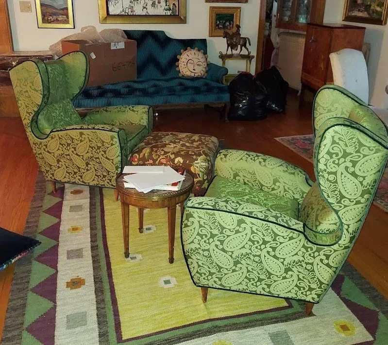 italian chairs covered with angelique fabric Scalamandre Angelique Paisley Silk Damask ivory Cream MSRP USD298/y