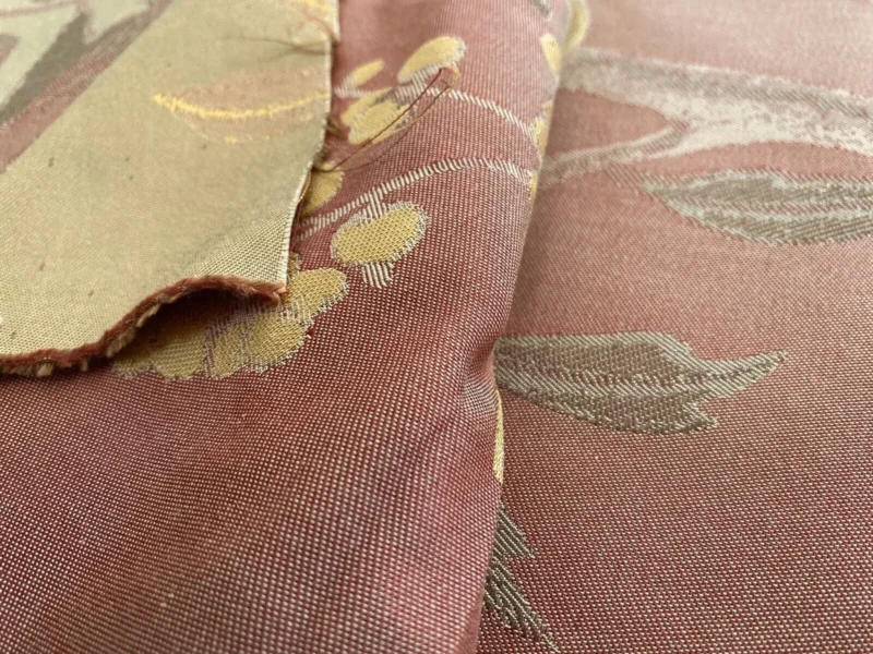 10.75yards Lee Jofa Japanese Garden Plum Red Gold Silk Lampas Bird Peony Chinoiserie Huge Repeat