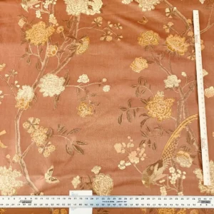 10.75yards Lee Jofa Japanese Garden Plum Red Gold Silk Lampas Bird Peony Chinoiserie Huge Repeat