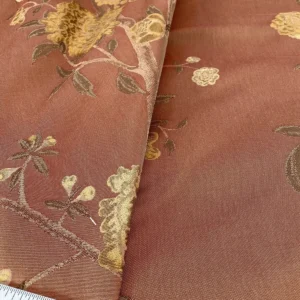 10.75yards Lee Jofa Japanese Garden Plum Red Gold Silk Lampas Bird Peony Chinoiserie Huge Repeat