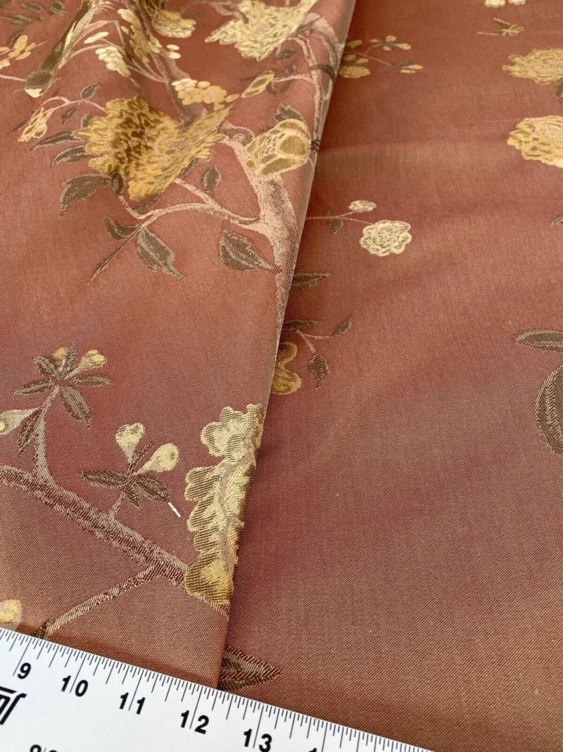 10.75yards Lee Jofa Japanese Garden Plum Red Gold Silk Lampas Bird Peony Chinoiserie Huge Repeat