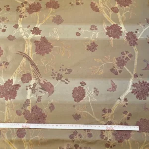 10.75yards Lee Jofa Japanese Garden Plum Red Gold Silk Lampas Bird Peony Chinoiserie Huge Repeat