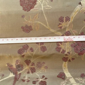 10.75yards Lee Jofa Japanese Garden Plum Red Gold Silk Lampas Bird Peony Chinoiserie Huge Repeat