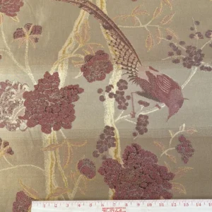 10.75yards Lee Jofa Japanese Garden Plum Red Gold Silk Lampas Bird Peony Chinoiserie Huge Repeat