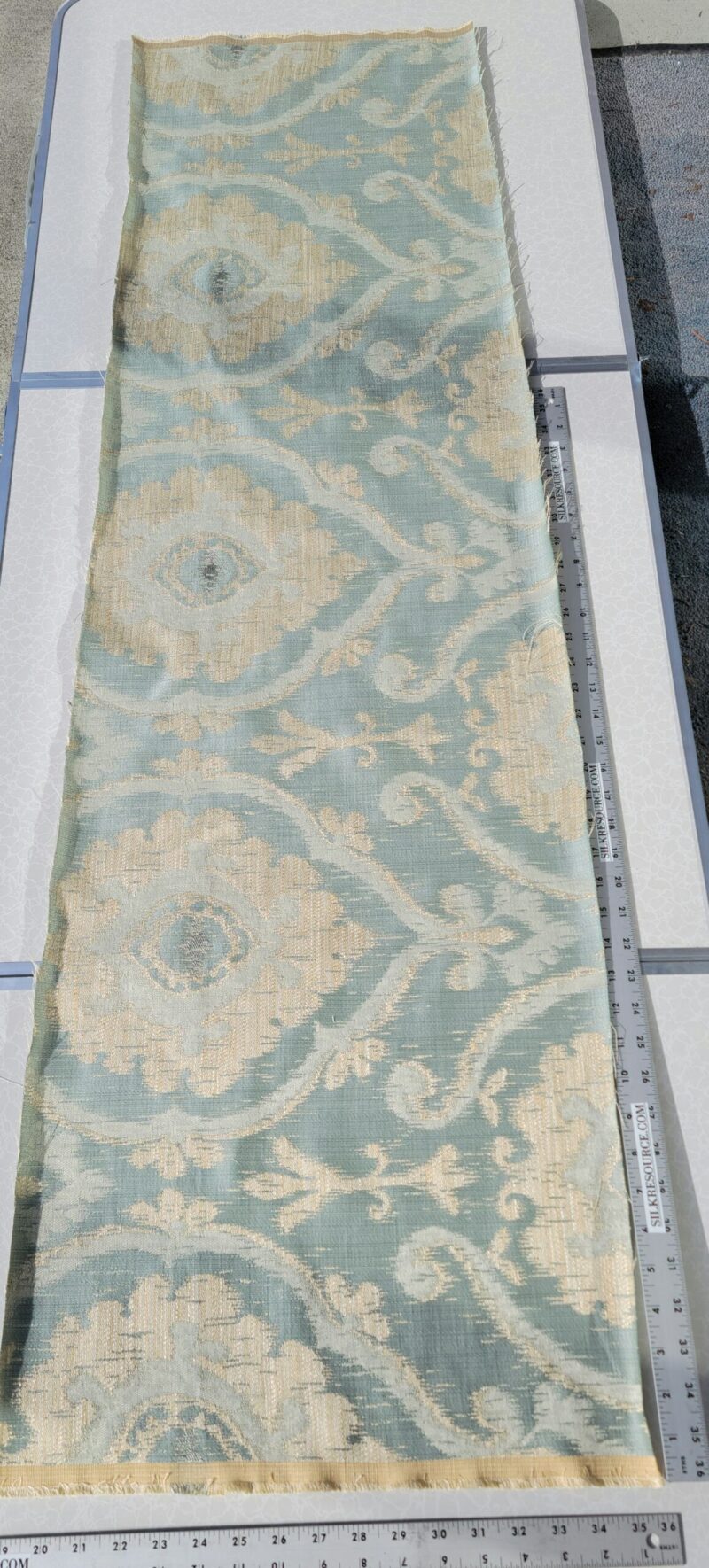 20231103_141059 0.5 Yd Scalamandre Libretto Light Teal Blue Medallion Lampas MSRP USD 256/Y (Copy)