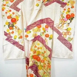 A95aDSC_0337 Stunning New Silk Wedding Furisode Wisteria Chrysanthemum UNFINISHED