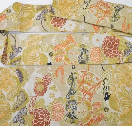 DSC_0157 a13 Vintage Silk Nagoya Obi Belt Chrysanthemum Drum 3.25m x 15 - 30cm