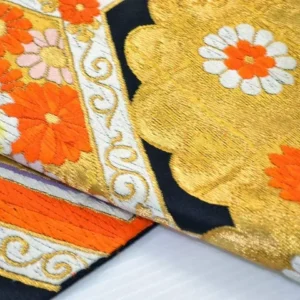 DSC_0160 v64 Vintage Silk Fukuro Obi Belt  Chrysanthemum Tree Peony  4.15m x 31cm