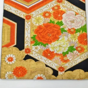 DSC_0168 v64 Vintage Silk Fukuro Obi Belt  Chrysanthemum Tree Peony  4.15m x 31cm