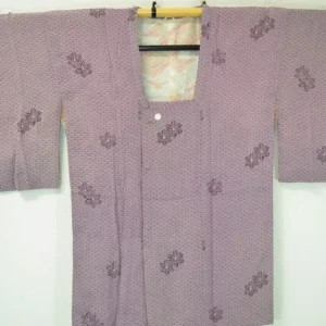 DSC_0250 M86a High Quality Japanese Silk Haori Jacket hand tie-dye Round Tsunami Clematis