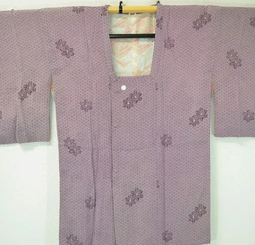 DSC_0250 M86a High Quality Japanese Silk Haori Jacket hand tie-dye Round Tsunami Clematis
