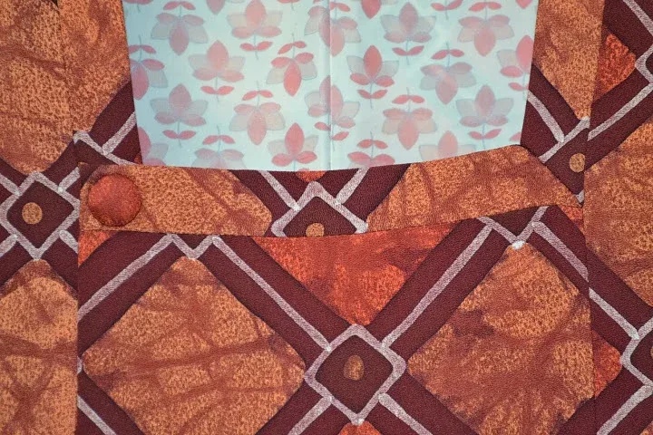 DSC_0283 High Quality Japanese Silk Haori Jacket Hand Dyed Classic Diamond red orange