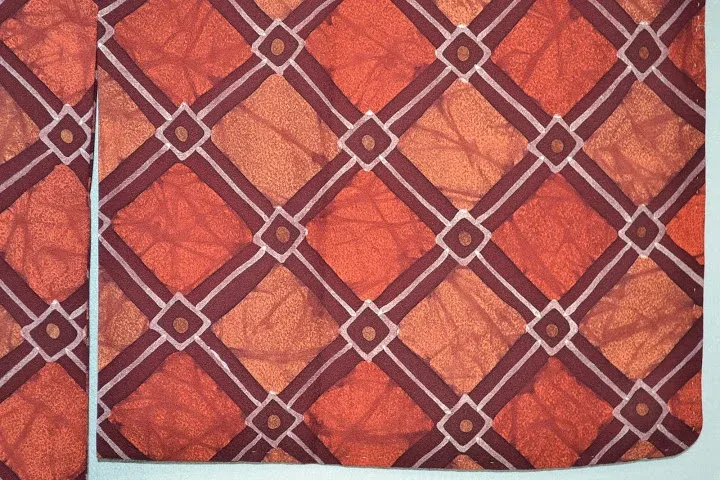 DSC_0286 High Quality Japanese Silk Haori Jacket Hand Dyed Classic Diamond red orange