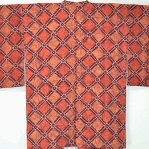 DSC_0288 High Quality Japanese Silk Haori Jacket Hand Dyed Classic Diamond red orange