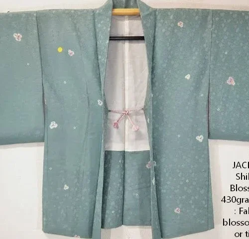 DSC_0440 A08a Vintage Silk Haori Jacket Falling Shibori Plum Blossom