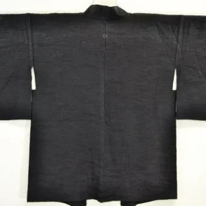 High Quality Japanese 100% Silk Haori Jacket Hand-Made Chrysanthemum Tsunami Black