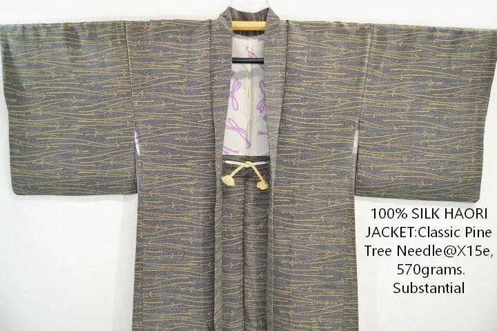 DSC_0684 X15e High Quality Japanese 100% Silk Haori Jacket Hand-Made  Pine Tree Needle