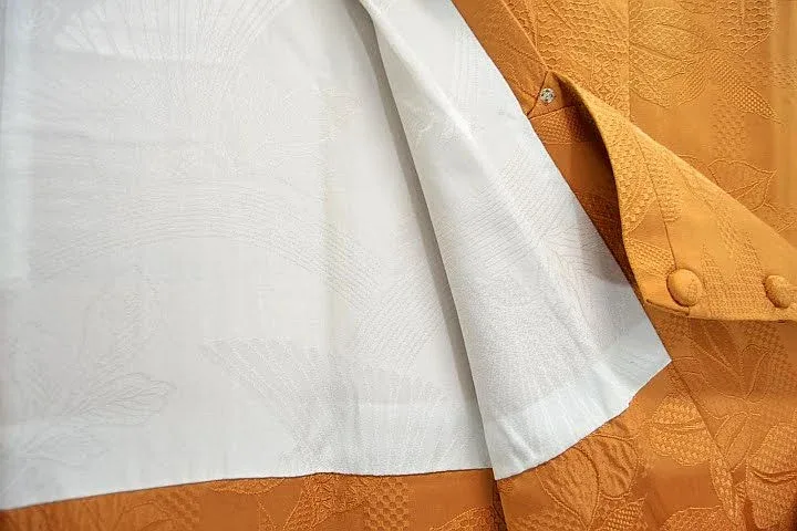 DSC_0700 High Quality Japanese 100% Silk Haori Jacket Hand-Made Classic Lily Orange
