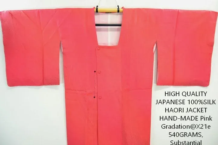 DSC_0760 X21e High Quality Japanese 100% Silk Haori Jacket Hand-Made Pink Gradation
