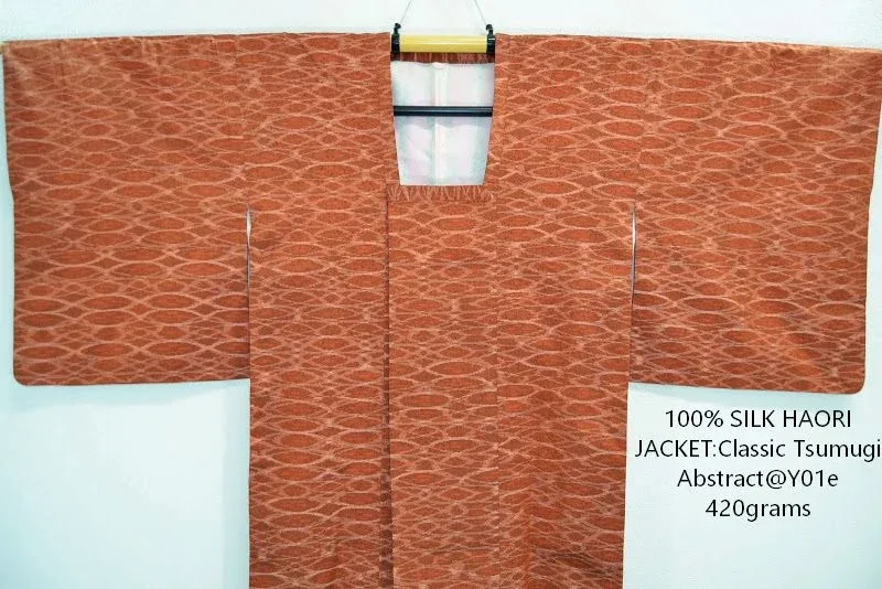 DSC_0826 Y01e High Quality Japanese 100% Silk Haori Jacket Hand-Made Tsumugi Abstract