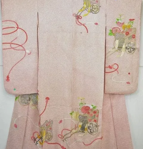 F21aDSC_0477 Pink Kimono 100% Silk Wedding Furisode Embroidered Royal Cargo/Shibori 2lb