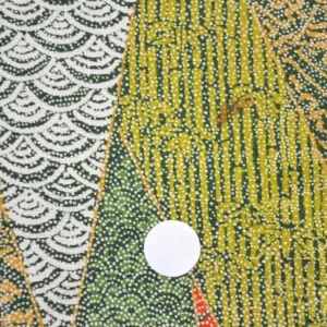 100% Silk Wedding Kimono Unique Abstract Tsunami Wave Green Eathy Red