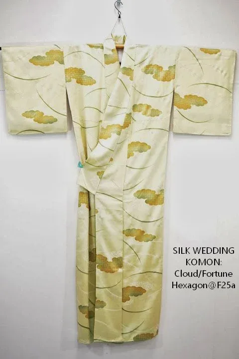 High Quality Hand Made 100% Silk Wedding Komon Cloud Fortune Hexagon