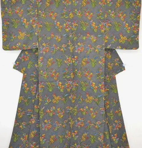 F26aDSC_0546 Hand Dyed Japanese Silk Wedding Komon Colourful Chrysanthemum