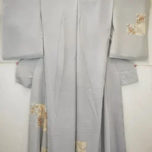 F44aDSC_0775 100% Silk Kimono Wedding TSUKESAGE Biwa Guitar Music Flower Geometric