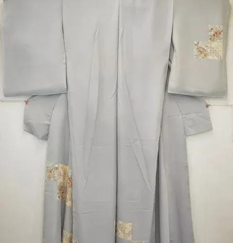 F44aDSC_0775 100% Silk Kimono Wedding TSUKESAGE Biwa Guitar Music Flower Geometric