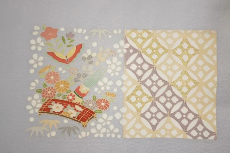F44aDSC_0780 100% Silk Kimono Wedding TSUKESAGE Biwa Guitar Music Flower Geometric