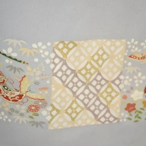 F44aDSC_0782 100% Silk Kimono Wedding TSUKESAGE Biwa Guitar Music Flower Geometric