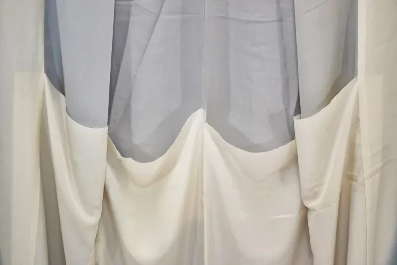 F44aDSC_0786 100% Silk Kimono Wedding TSUKESAGE Biwa Guitar Music Flower Geometric
