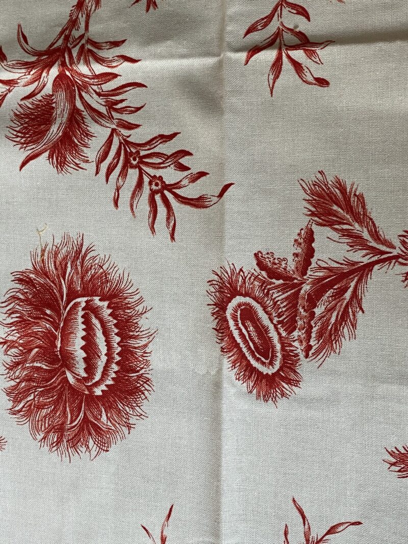 IMG_0718 By Yd Scalamandre Grey Watkins Languedoc Autumn Red Cream White Botanic Fern and Thistle Southern France Toile Circa 1790 MSRP USD 364/y