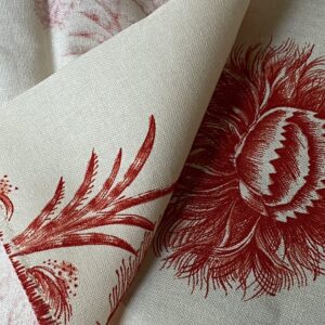 IMG_0719 By Yd Scalamandre Grey Watkins Languedoc Autumn Red Cream White Botanic Fern and Thistle Southern France Toile Circa 1790 MSRP USD 364/y