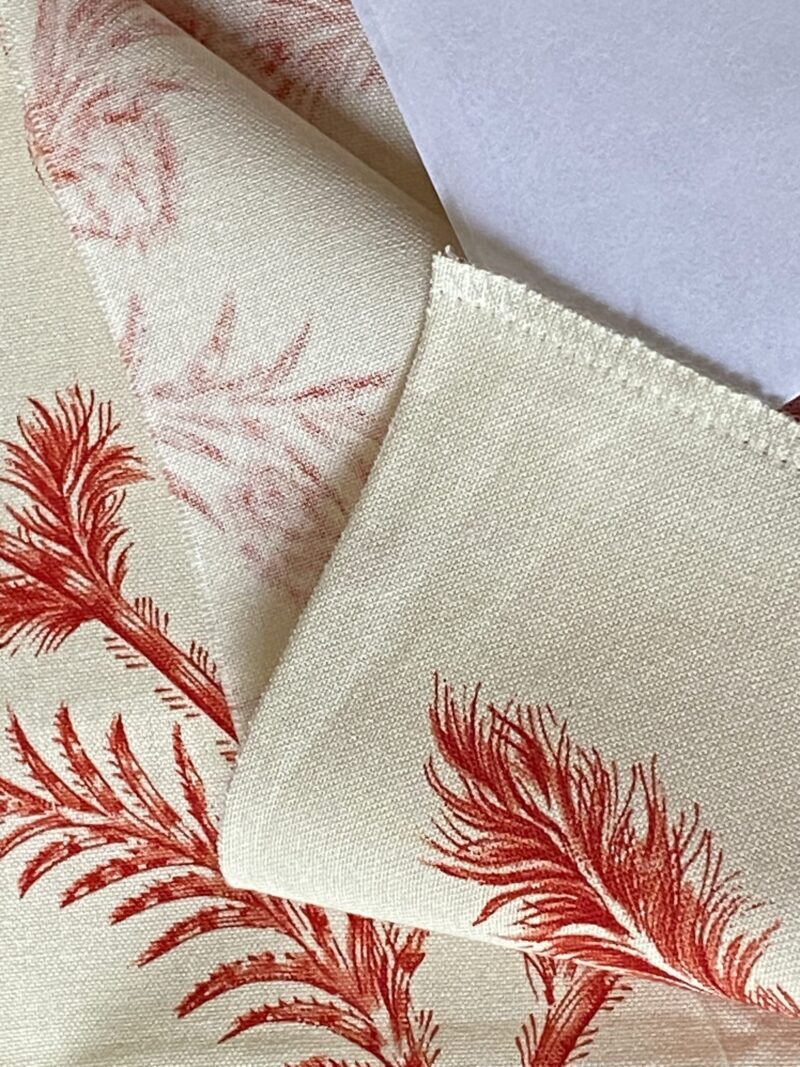 IMG_0722 By Yd Scalamandre Grey Watkins Languedoc Autumn Red Cream White Botanic Fern and Thistle Southern France Toile Circa 1790 MSRP USD 364/y