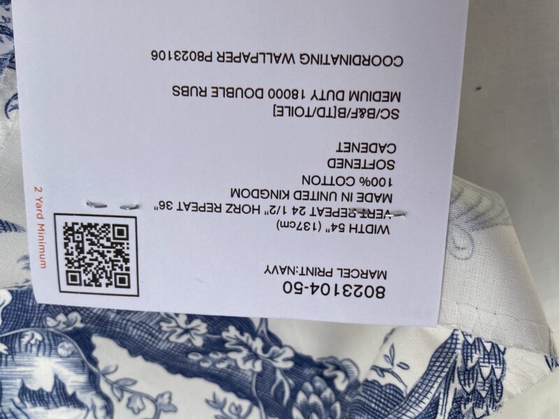 Brunschwig & Fils  Marcel Print Navy Cotton Blue and White MSRP USD242/y