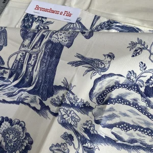 Brunschwig & Fils  Marcel Print Navy Cotton Blue and White MSRP USD242/y