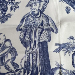 Brunschwig & Fils  Marcel Print Navy Cotton Blue and White MSRP USD242/y