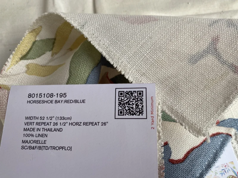 IMG_0754 Brunschwig & Fils  Horseshoe Bay Red Blue on White linen Print MSRP USD380/y