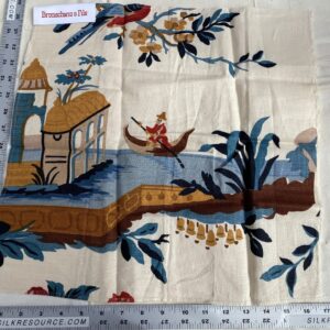 IMG_0801 Brunschwig & Fils Le Lac in Red Blue Print Linen Sea Birds MSRP USD796/y