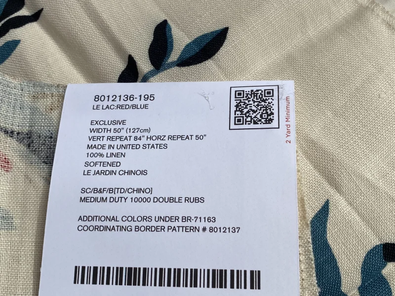 IMG_0803 Brunschwig & Fils Le Lac in Red Blue Print Linen Sea Birds MSRP USD796/y