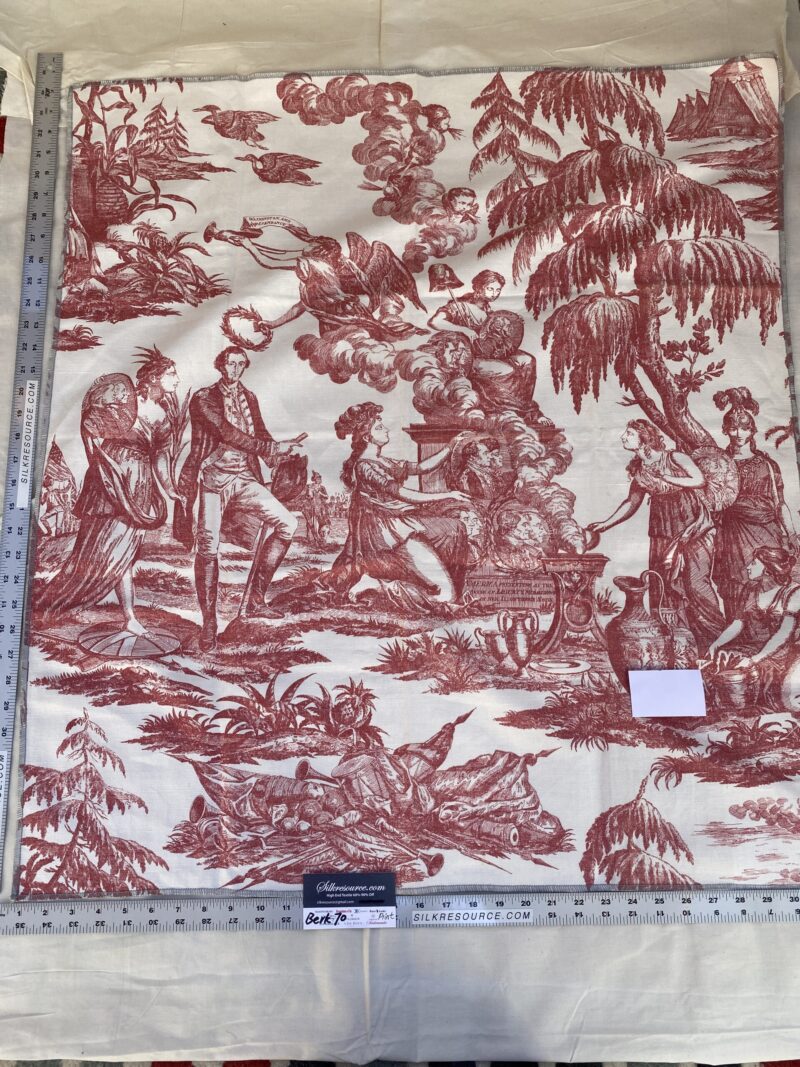 IMG_0932 5 Berkbox70 Scalamandre  The Altar of Liberty Print Red & White Washington Independence War Square 34x30 inches