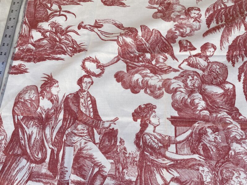 IMG_0934 5 Berkbox70 Scalamandre  The Altar of Liberty Print Red & White Washington Independence War Square 34x30 inches